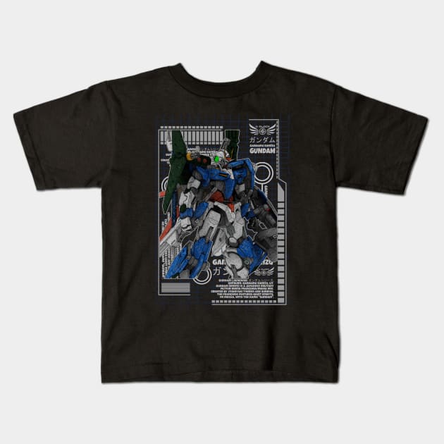 GN-001 Gundam Exia Kids T-Shirt by gblackid